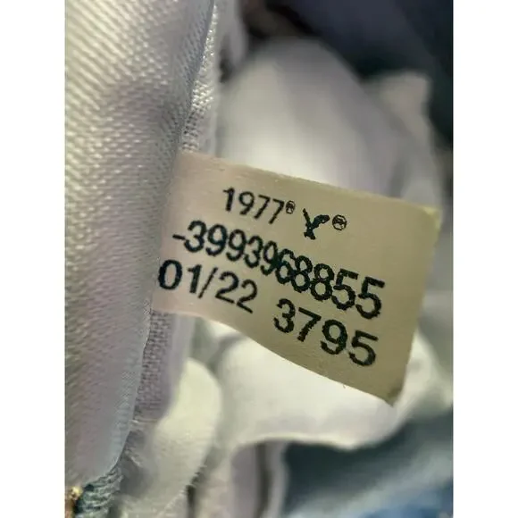 AE Next Level Ripped Super High-Waist Flare Jeans Women's 12 Blue Denim Stretch - Picture 16 of 16